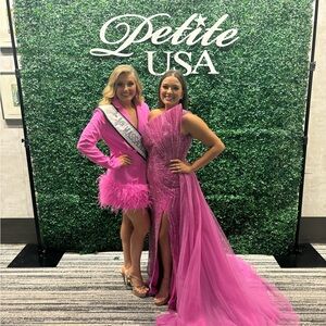 Delia Feathered Blazer Dress - Fuchsia